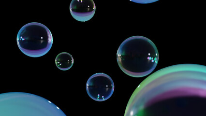 Abstract liquid circles on a multi-color background with spacing. 3D design of a rainbow-colored spherical. Template for a trendy gradient in a minimal style. 3D rendering