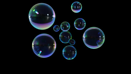 Abstract liquid circles on a multi-color background with spacing. 3D design of a rainbow-colored spherical. Template for a trendy gradient in a minimal style. 3D rendering