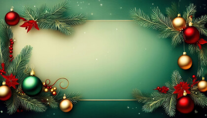 A Christmas background featuring delicate ornaments and festive greenery, perfect for creating a warm holiday atmosphere.