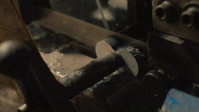Close up view of the water cooling of a CNC cutting machine