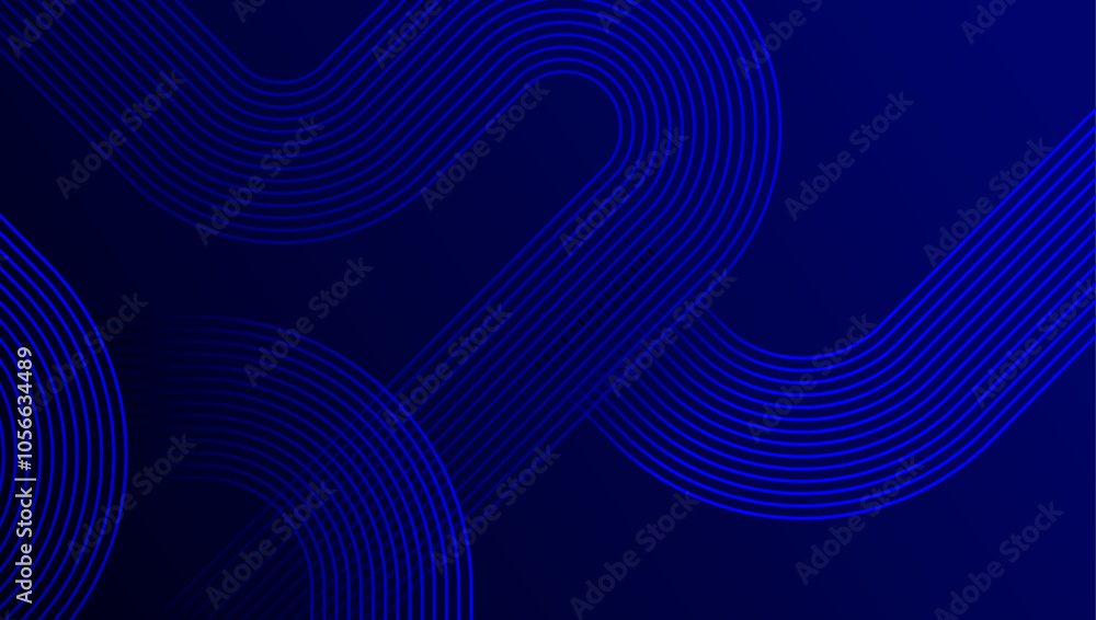 Poster blue geometric abstract background with curved lines and patterns. dynamic abstract blue geometric l