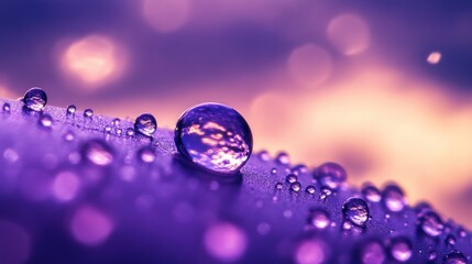 Macro Water Droplets on Surface with Colorful Background