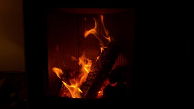 Warm open fire with red flame - static shot