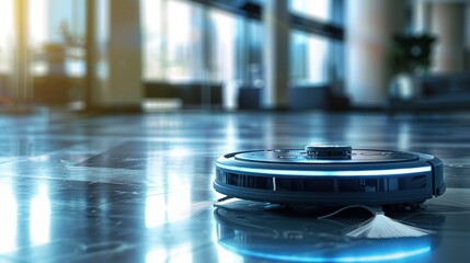 Fototapeta premium Smart Robotic Cleaner in Modern Interior Space