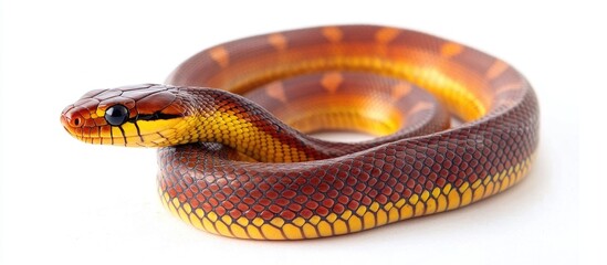 Fototapeta premium Coelognathus Flavolineatus The Black Copper Rat Snake Or Yellow Striped Snake Is A Species Of Colubrid Snake Found In Southeast Asia Isolated On White Background