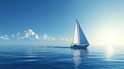 Fototapeta premium Tranquil Sailboat Gliding Across Calm Waters