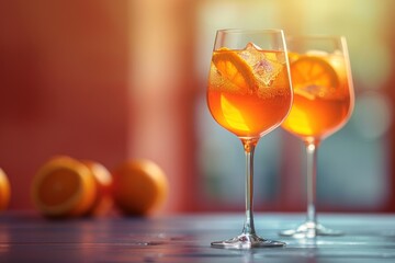 Refreshing Summer Cocktail in Elegant Glasses