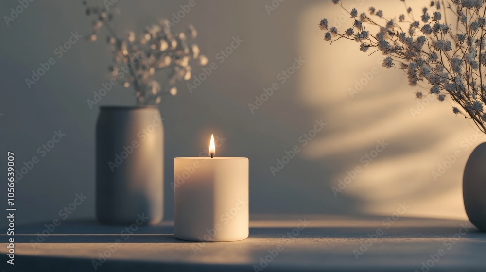 Poster clean design featuring a candle with large space for text beside it.