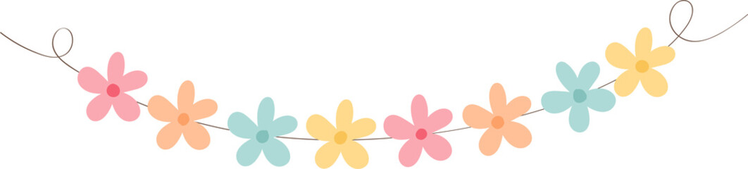 Vector Colorful Party Flags, Garlands Festive Decorations for Celebrations and Events