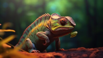 A Close-Up Portrait of a Vibrant Chameleon