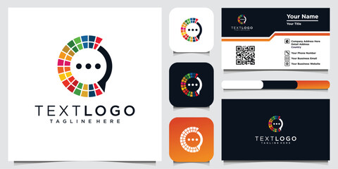 abstract letter C logo with education icon send business card design template