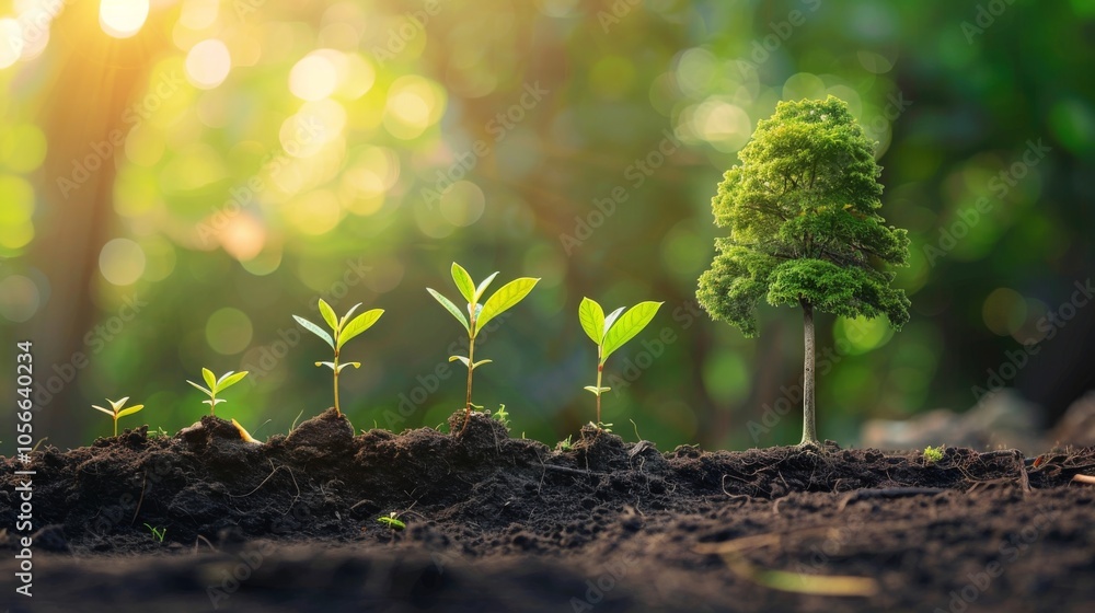 Poster conceptual business development with tree and growing branches