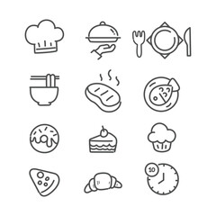 Food icon outline doodle hand drawn cartoon, vector illustration
