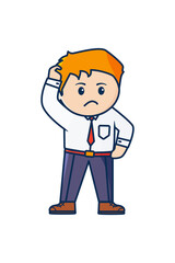 A man looked confused and held his head