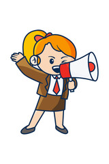 Businesswoman with Megaphone Announcing