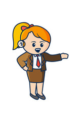 The woman is doing a presentation