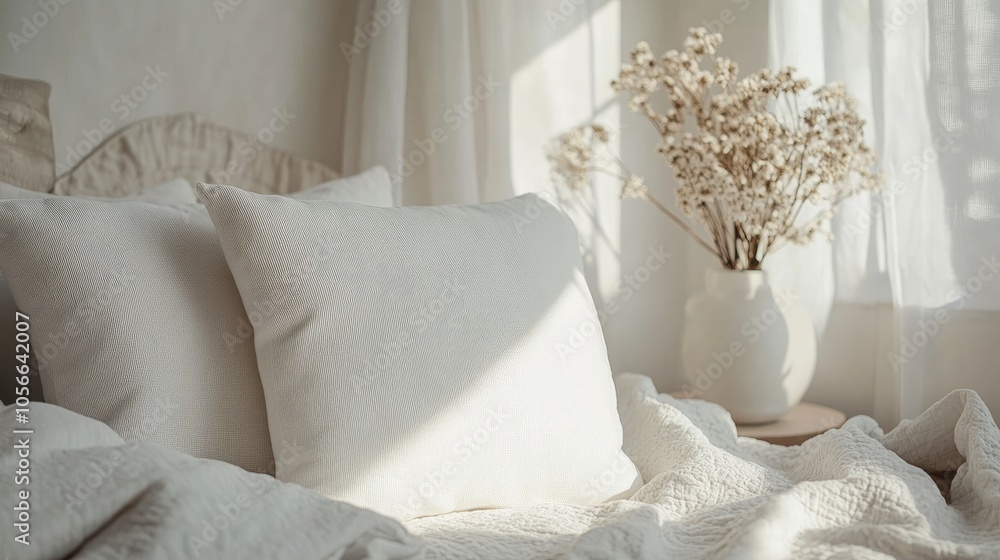 Poster a plush white pillow with a smooth texture perfect for comfort and restful sleep its neutral hue com