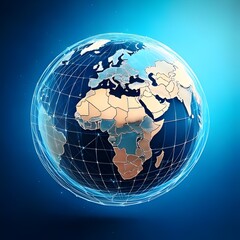 Naklejka premium Global Ties: A Transparent Globe Highlighting Africa's Connectivity