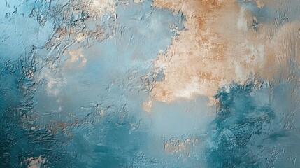 Fototapeta premium Vintage style textured wall featuring a blend of blue and brown hues with decorative plaster elements