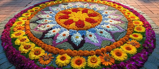 Floral Carpet Or Pookkalam Is A Part Of Onam Celebration In Kerala It Also Called As Atham