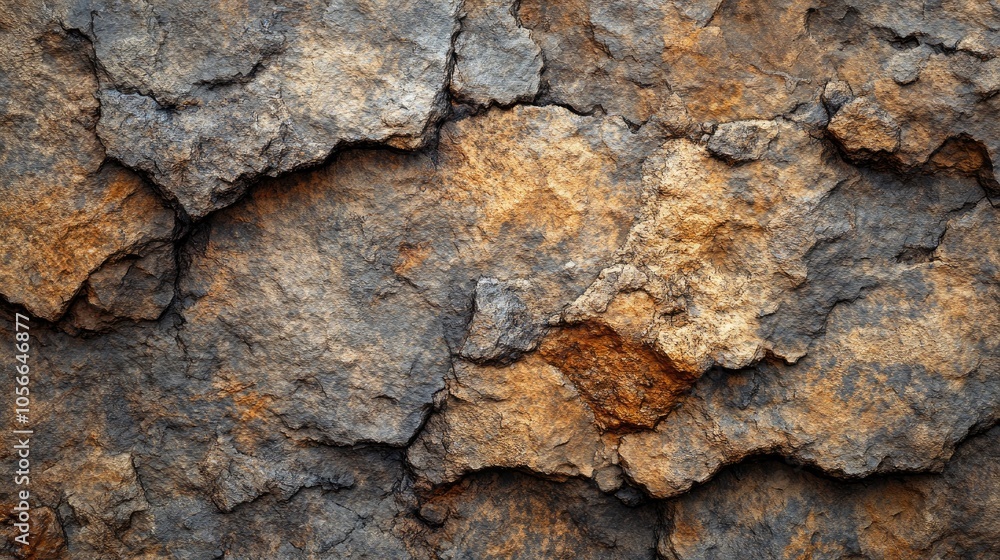 Poster brown rock texture featuring cracks showcasing a rough surface close up view of a granite stone back
