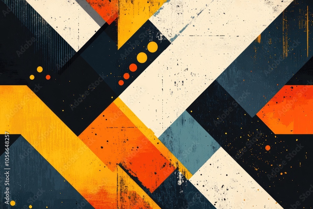 Aufkleber Abstract geometric shapes creating dynamic composition with grunge texture