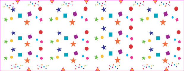 Hand drawn colorful sprinkle seamless pattern stars white background color confetti vector texture illustration for holiday birthday party, celibration