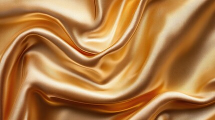 Fototapeta premium Golden silk background featuring folds and an abstract texture of rippled satin ideal for a long banner design