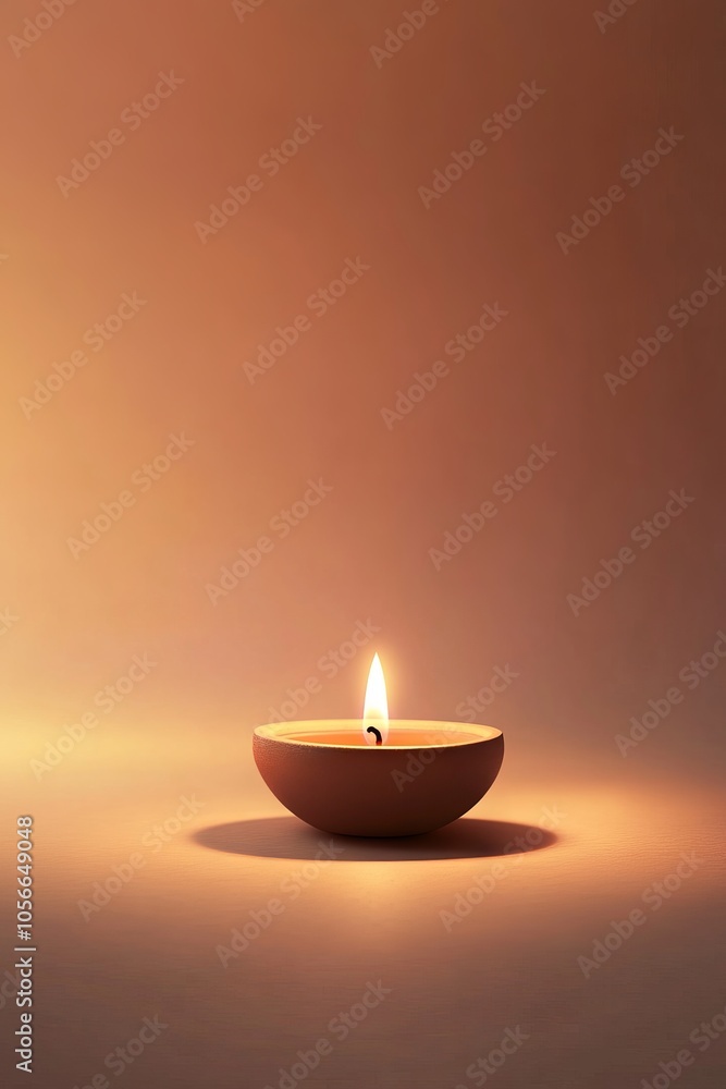 Poster minimal diwali background with a single candle and a soft shadow.