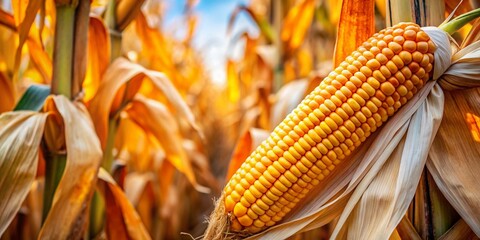 Lush field of organic corn, ready for the harvest.