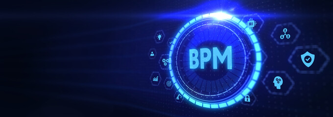 BPM Business process management system technology concept. 3d illustration