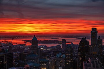 Fototapeta premium Sunset over New York City skyline
