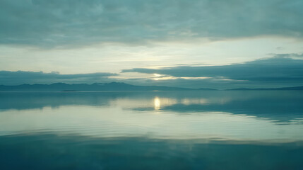 Obraz premium Serene reflections of cloudy skies on water