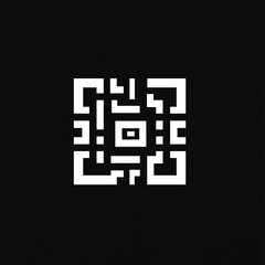 Abstract Geometric Pattern  White Square on Black Background