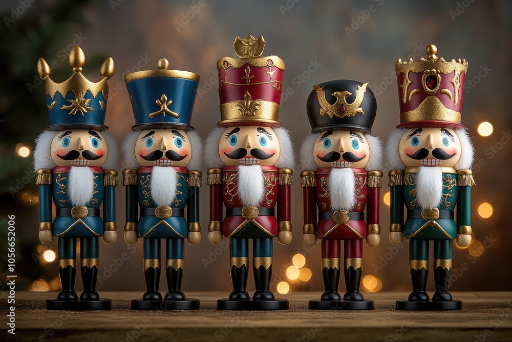 Wall mural Christmas nutcrackers standing at attention