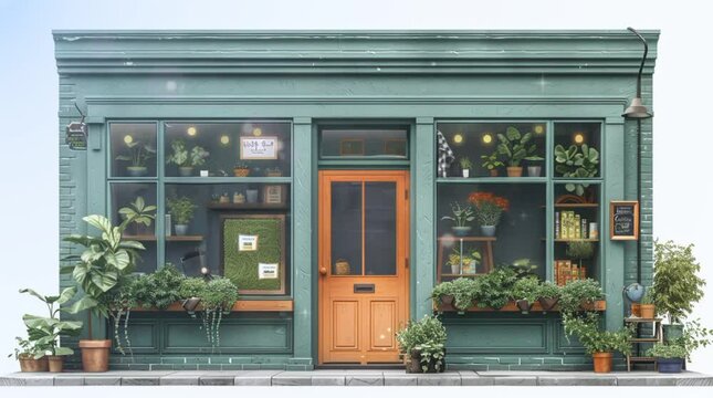 Storefront in vintage, grocery store and cafe