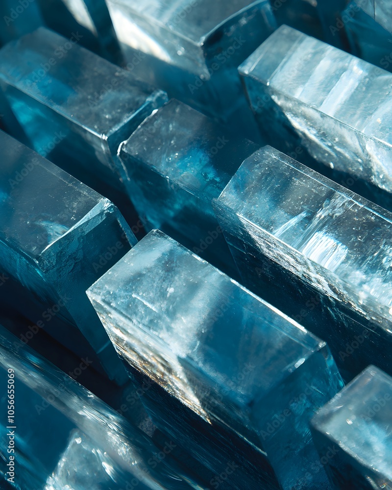 Aufkleber a close-up view of translucent blue crystals arranged in a structured layout.