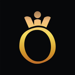 initial letter o crown icon logo design template