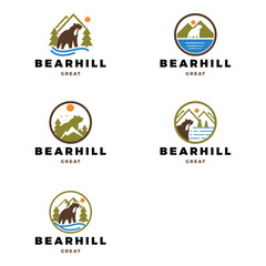 Set of Bear Hill Icon Logo Design Template