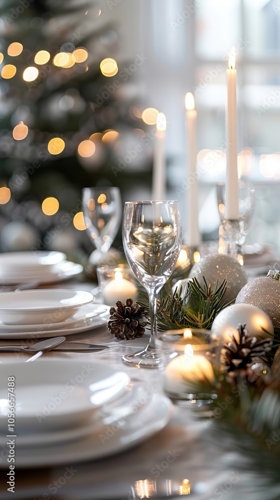 Poster simple christmas table setting with a modern touch.