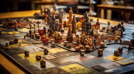 Board Game with Miniature Cityscape