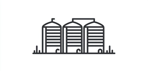 Silo represented in a streamlined line icon, emphasizing simple storage solutions.