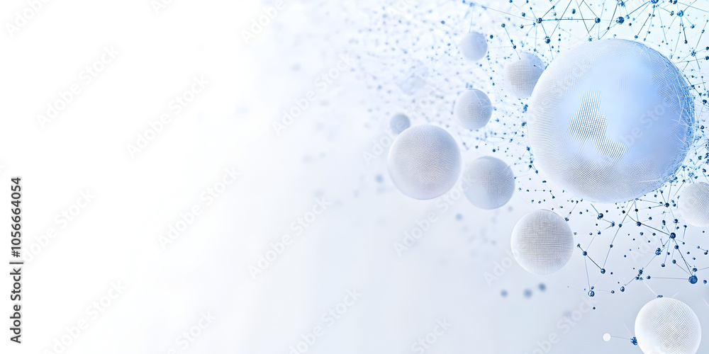 Poster abstract network connection: a serene and futuristic image depicting interconnected spheres in shade