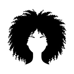 Afro girl women logo icon design black white