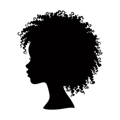 Afro girl women logo icon design black white