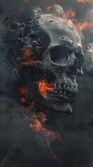 Burning Skull: A Dark and Surreal Digital Art