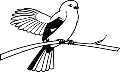 bird silhouette vector illustration black and white 