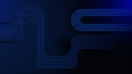 Abstract Blue Geometric Lines on Dark Background Design. Abstract background dynamic blue geometric lines forming circular and square patterns. Perfect for technology, innovation, and digital project