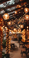 Christmas lights creating a warm and festive atmosphere.