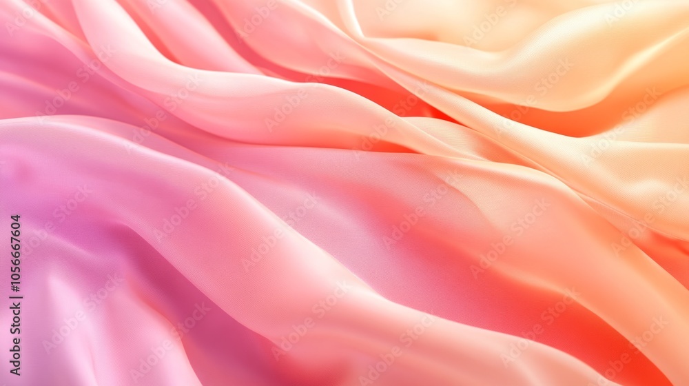Poster a pink and orange fabric with a wave pattern
